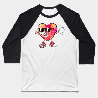 Dabbing Tie Dye Pink Heart Valentines Love Dab Dance Girls Baseball T-Shirt